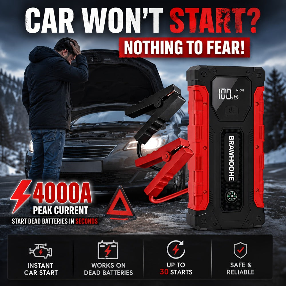 Portable Car Emergency Jump Starter, 12V Car Battery Charger, 160PSI Air Pump Emergency Starter and Single Starter, Multiple Styles, Automotive Accessory Tool, LED Light, Battery Charger, Winter Essential, Holiday Gift