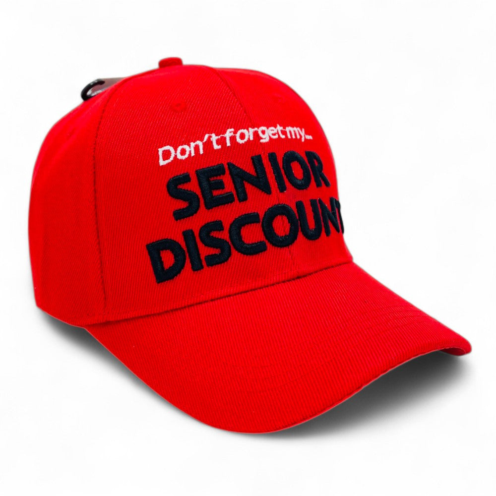 "SENIOR DISCOUNT" Embroidered BASEBALL CAP Adjustable, UV protection Design for Men, Perfect for Outdoor Activities, Casual, Fun Cap