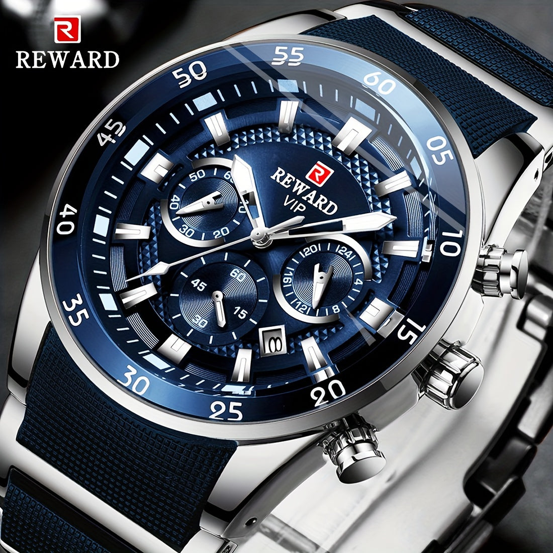 [Luxury Men Watch] Reward Luxury Brand Men Watches | Luminous Sport Chronograph Silicone Male Watch, Ideal Choice for Gifts