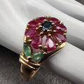 14K Golden Plated Copper Ring with Red Cubic Zirconia | Elegant Boho Style, Suitable for Daily Wear, RoseG Brand
