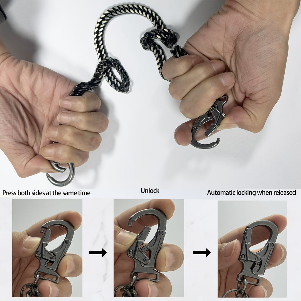 Ahiller Business Style Wallet Chain, Hip Hop Style Keychain - Dual Lock Security Design, Outdoor Camping, Traveling Accessory for Motorcycle/Daily Use with Scratch Resistant Coating, Men's EDC Carrying Gear Chain, Perfect Gift for Boyfriends And Dads, Dai