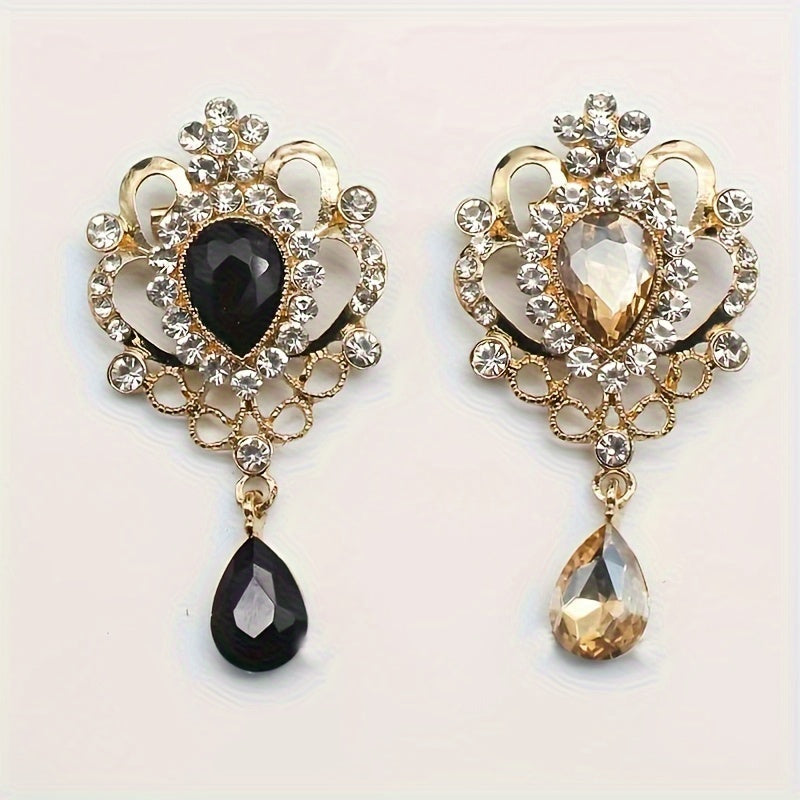 10pcs Droplet Shaped Rhinestone Detachable Brooch Retro Jewelry Additions