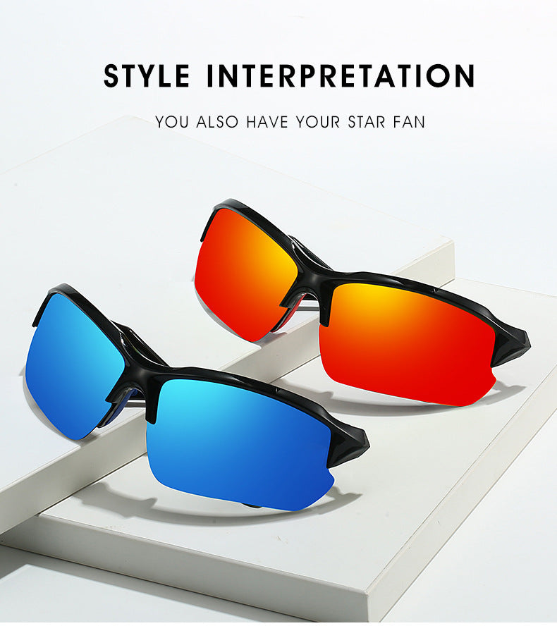 3pcs New Cross-Border Outdoor Sports, Skiing, Driving Half-Frame Sunglasses Men'S Running Fishing Sunglasses Sun Protection Lightweight Goggles
