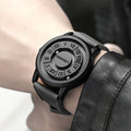 Vintage Magnetic Steel Ball Hand Men'S Watch High Quality Touch to Read Time New Design Faux Leather Strap Business Man Quartz Wristwatch for Male
