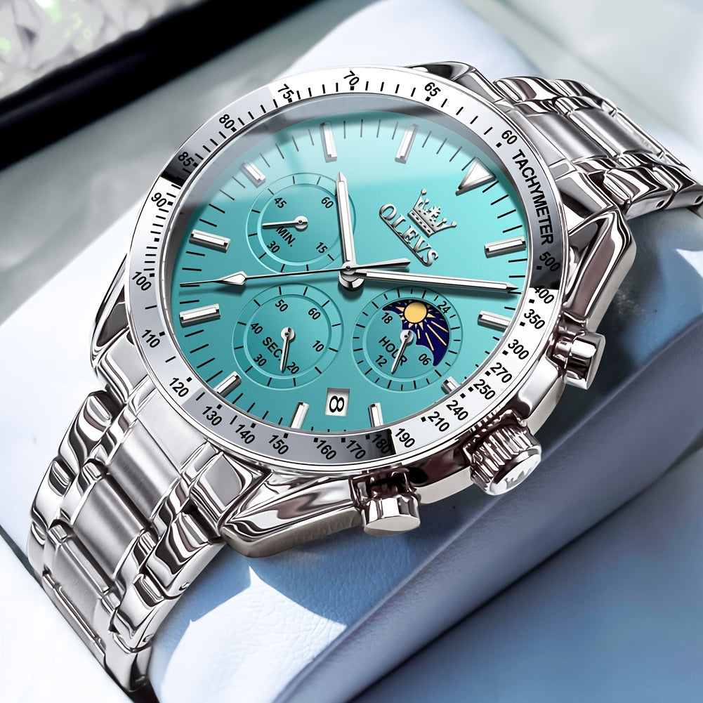 [Luxury Luminous Watch] OLEVS Watches For Men Analog Quartz Dress Business Watch Day Date Stainless Steel Classic Casual Luxury Luminous Male Wrist Watches Golden/Black/Blue/White