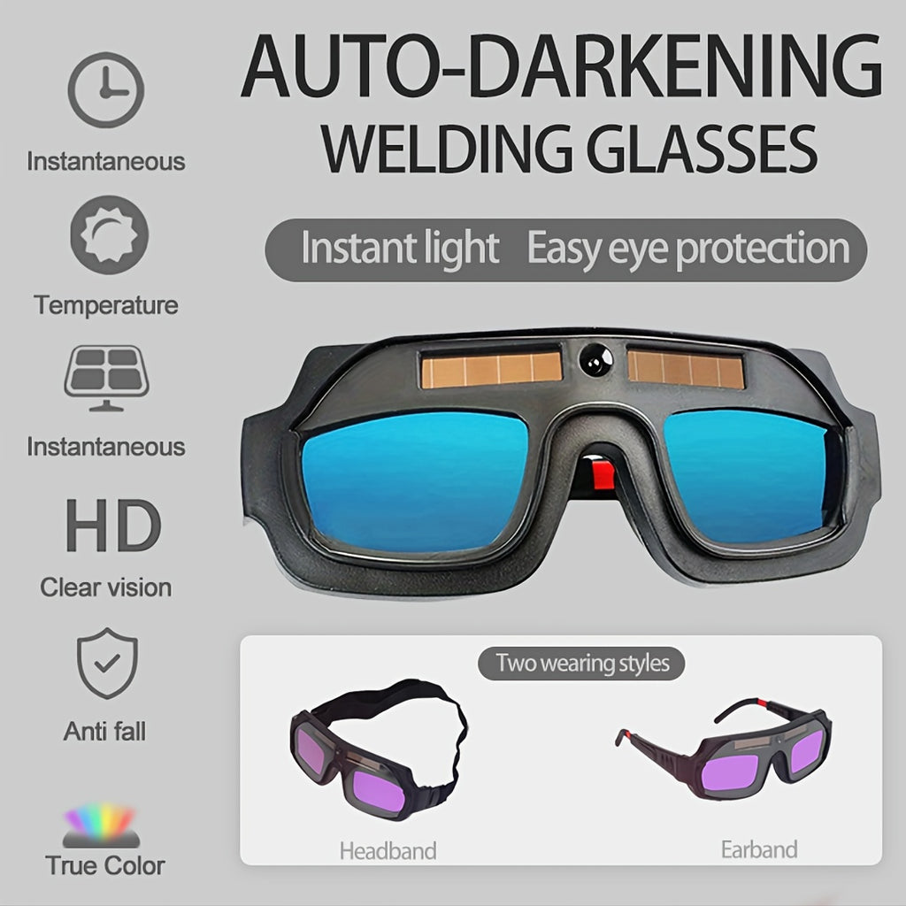 Welding Goggles, True-color Anti-glare Safety Welding Glasses, Suitable for TIG, MIG, MMA, Plasma Welding, Lightweight Welder's Glasses with Protective Lenses and Elastic Headband