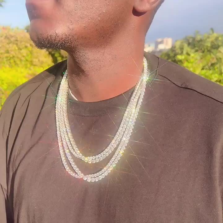 Sparkling Hip Hop Tennis Chain Necklace Party Accessory for Both Men And Women