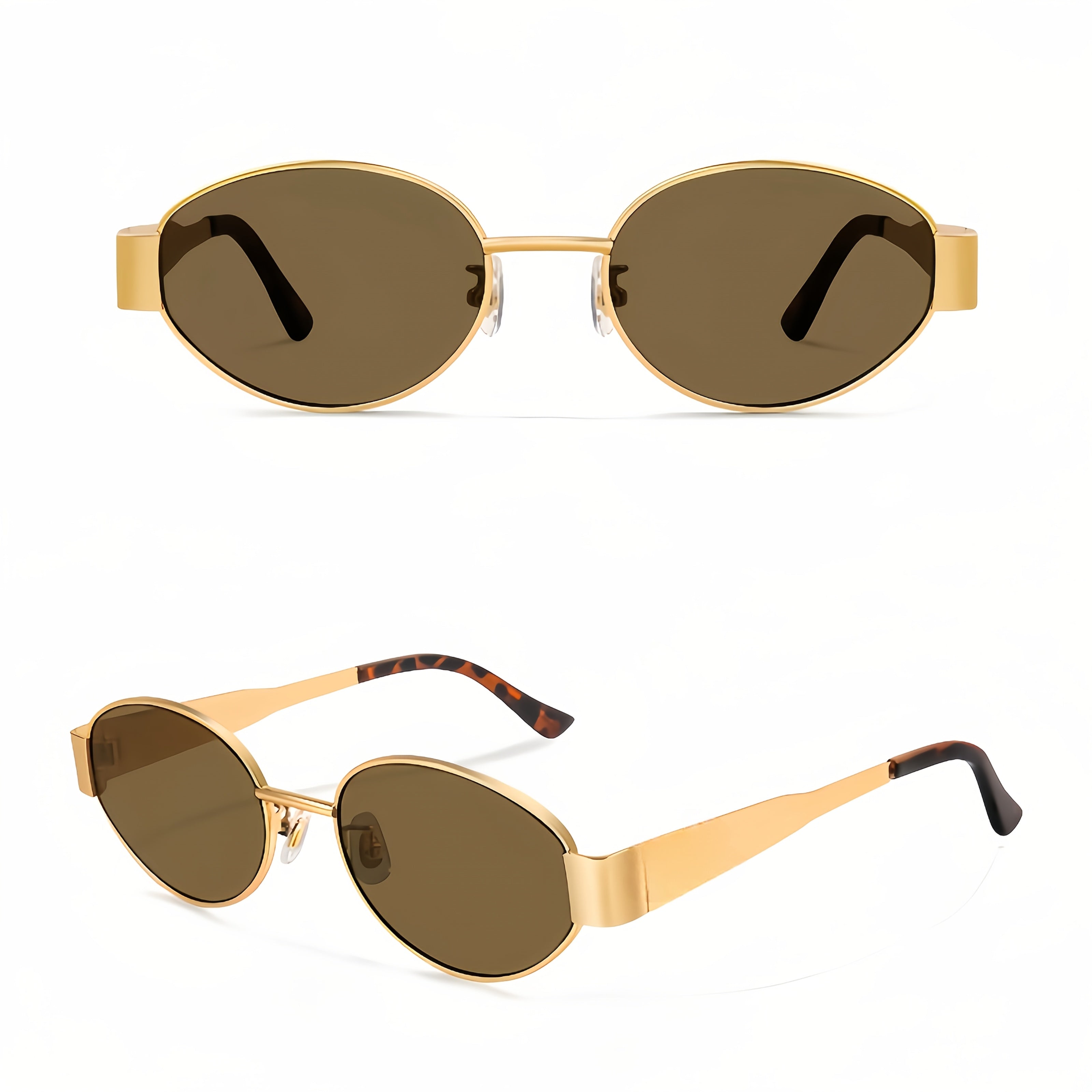 2pcs Retro Oval Metal Frame Fashion Glasses, Fashionable Design for Men And Women, Suitable for Daily Use, Travel And Beach