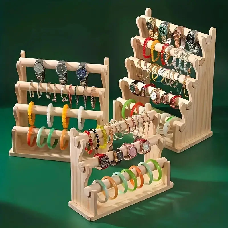 Single Wooden Jewelry Holder, Removable Tabletop Organizer for Bracelets, Necklaces, And Watches, Rustic Wood Display Rack for Dressers And Vanities