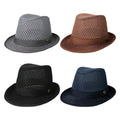 Men's Lightweight Mesh Breathable Fedora Hat Simple Ribbon Foldable Casual Dress Hat Daily Street Retro Style Accessory
