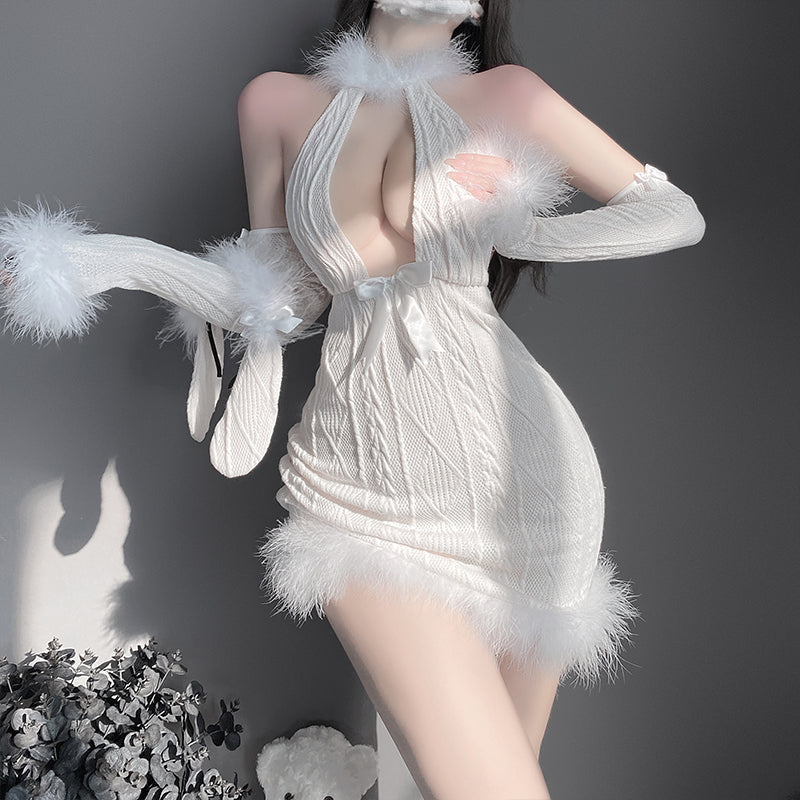 MY-9753  Winter wool sheep open-chest sweater
