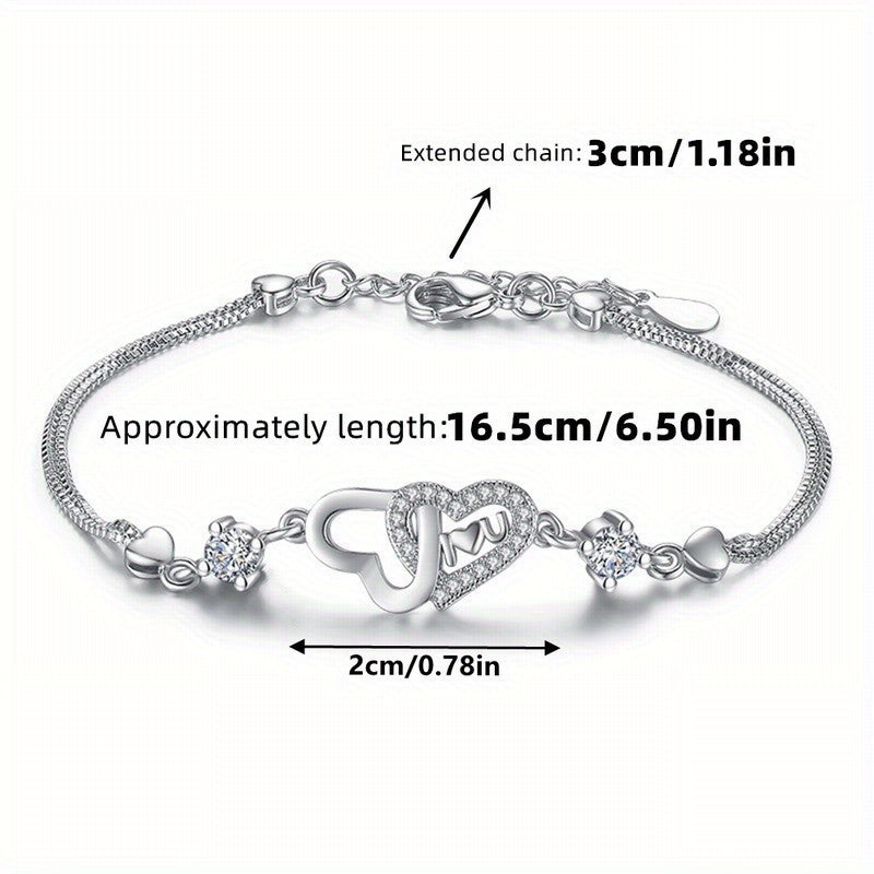 925A Boho Y2K-Style Titanium Steel Heart-Shaped Bracelet with Synthetic for Best Friends - An Casual Attire for All Seasons, Ideal for Christmas And Birthday Gifts(Only Bracelet, No Cardstock Gift Box)