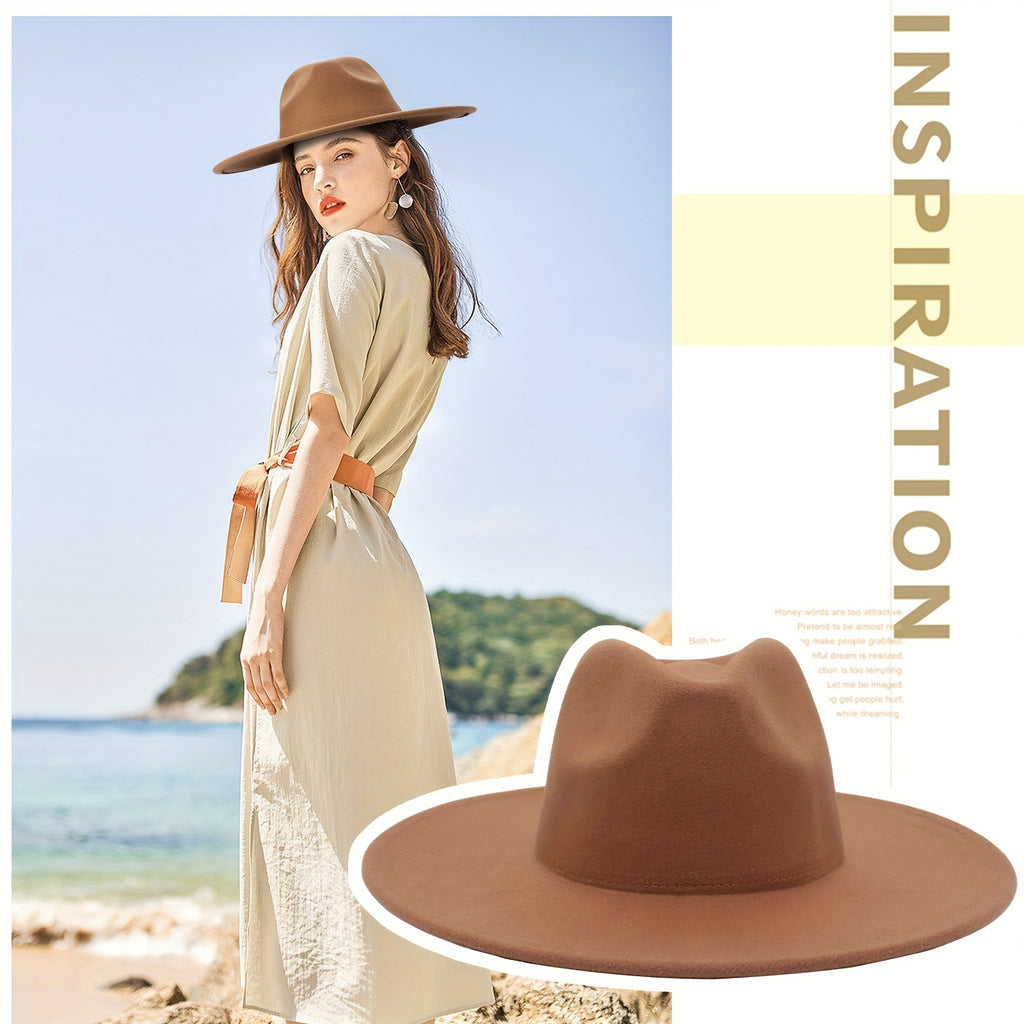 [Western Cowboy Hat] Classic Western Wide Brim Cowboy Cowgirl Felt Fedora Hat For Men Women Jazz Panama Cap Trilby