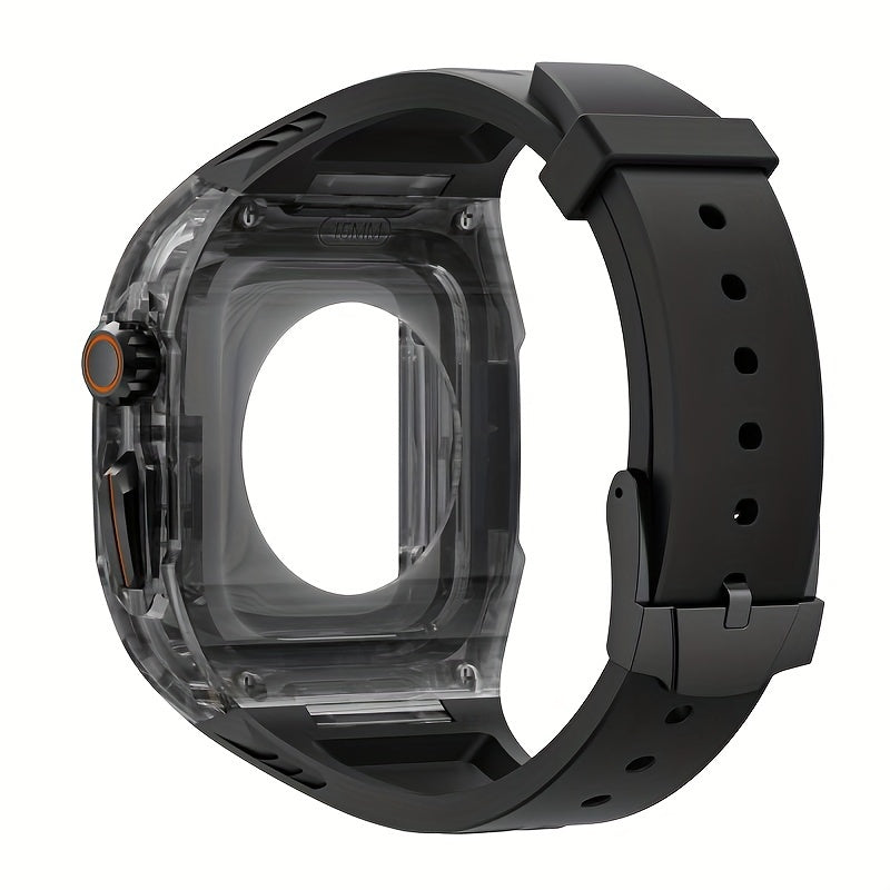 Transparent Integrated Watch Strap Set for Apple Watch Ultra/Ultra2/8/7/6/5/SE 49/45/44mm Rubber Band Men Women Sport Modification Kit for iWatch Series 8 with Tool