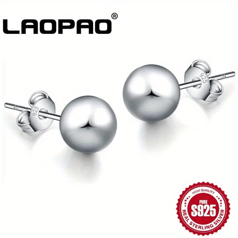 S925 Sterling Silver Stud Earrings Simple Design Ear Piercing Jewelry Decoration Daily Wear10mm Jewelry for Women Gift