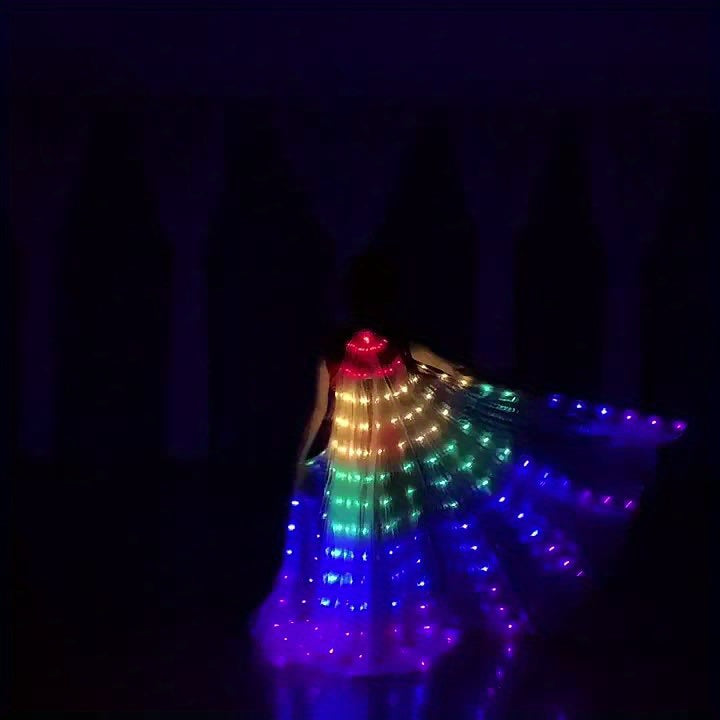 Wings And Cape Set with LED Lights - Vibrant Glowing Apparel Perfect for Halloween, Christmas, Thanksgiving Celebrations, Stage Shows, And Carnivals. Foldable Design (Batteries Not Included)