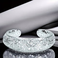 Elegant And Adjustable 925 Sterling Silver Open Bracelet with Low Allergenicity And Exquisite Floral Design, The Perfect Gift for Her, Perfect for Parties And Daily Wear