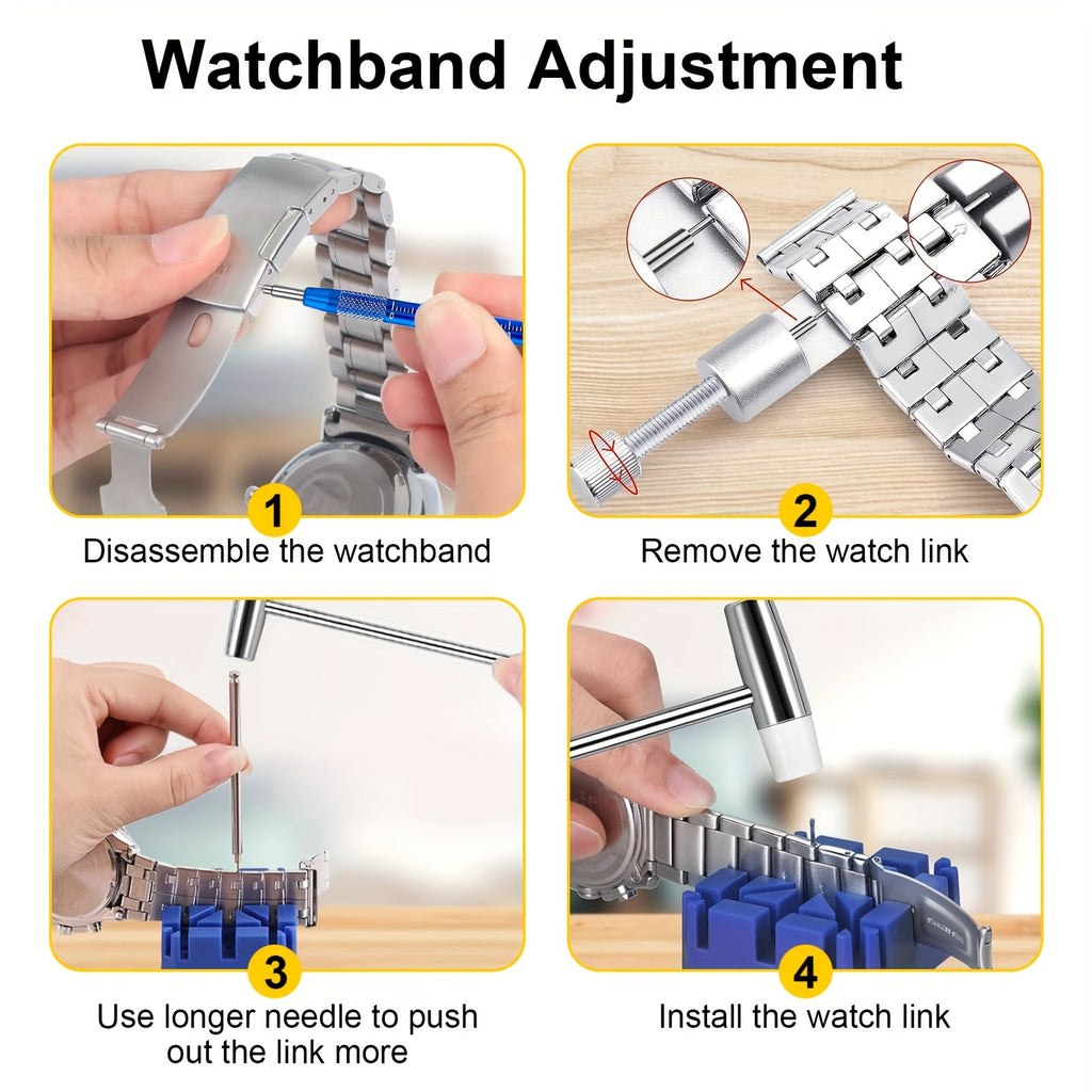 74pcs Watch Repair Kit - Watch Band Strap Link Pins Remover Tool, Spring Bar Tool Set, 5-in-1 Screwdriver for Watchmaker - Stainless Steel - For Watch Repair Professionals & Enthusiasts - Ideal Gift for Watch Lovers