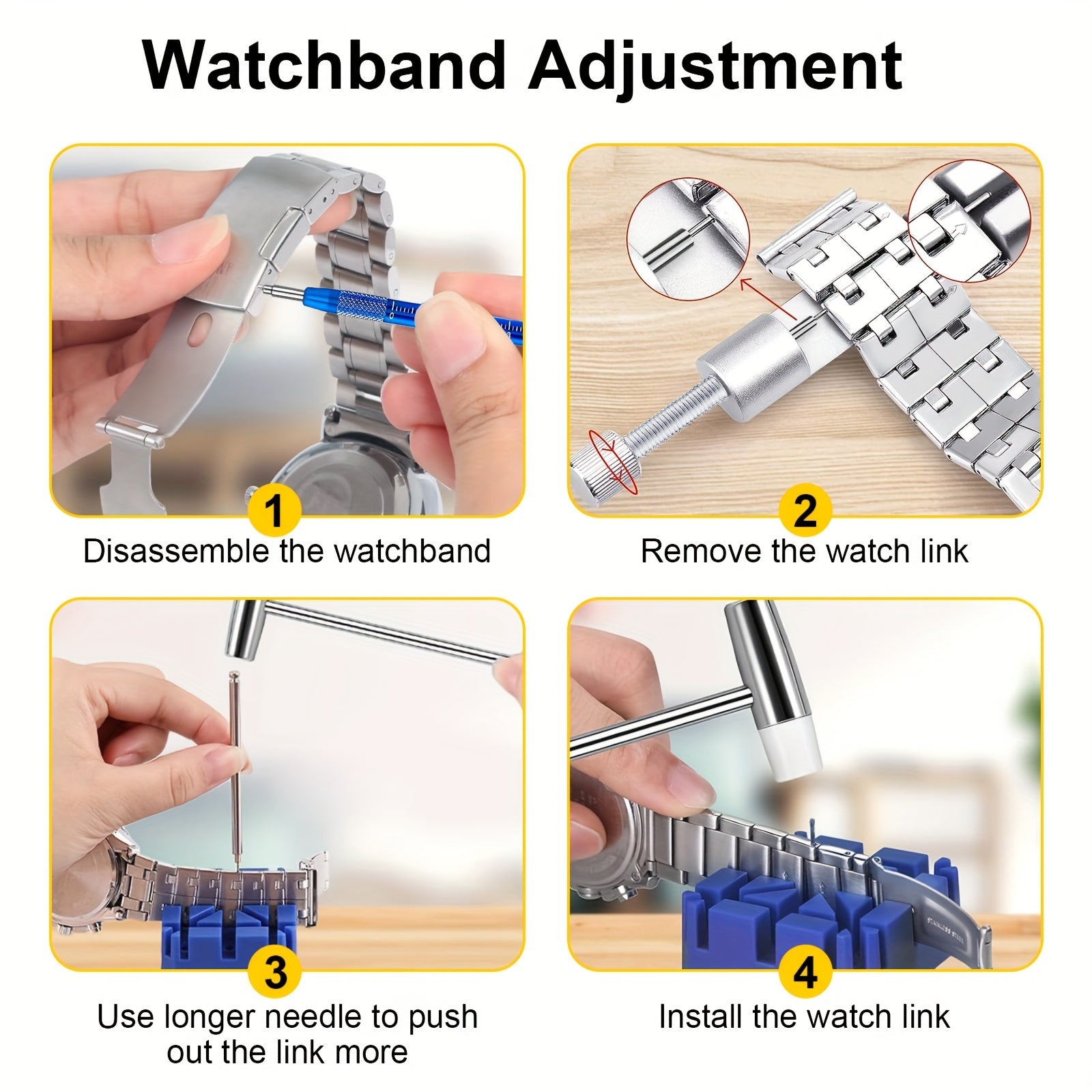 74pcs Watch Repair Kit - Watch Band Strap Link Pins Remover Tool, Spring Bar Tool Set, 5-in-1 Screwdriver for Watchmaker - Stainless Steel - For Watch Repair Professionals & Enthusiasts - Ideal Gift for Watch Lovers