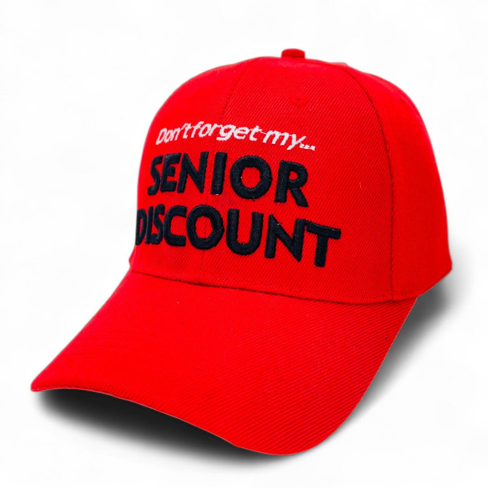 "SENIOR DISCOUNT" Embroidered BASEBALL CAP Adjustable, UV protection Design for Men, Perfect for Outdoor Activities, Casual, Fun Cap