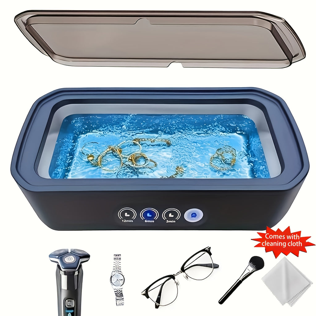 Sound Technology Jewelry Cleaning - Adjustable Mode - 50Khz High Frequency Vibration, Portable Stainless Steel Ring, Watches, Glasses, Jewelry Cleaning, Chemical Free, Watch Care Equipment | Comes with Cleaning Cloth