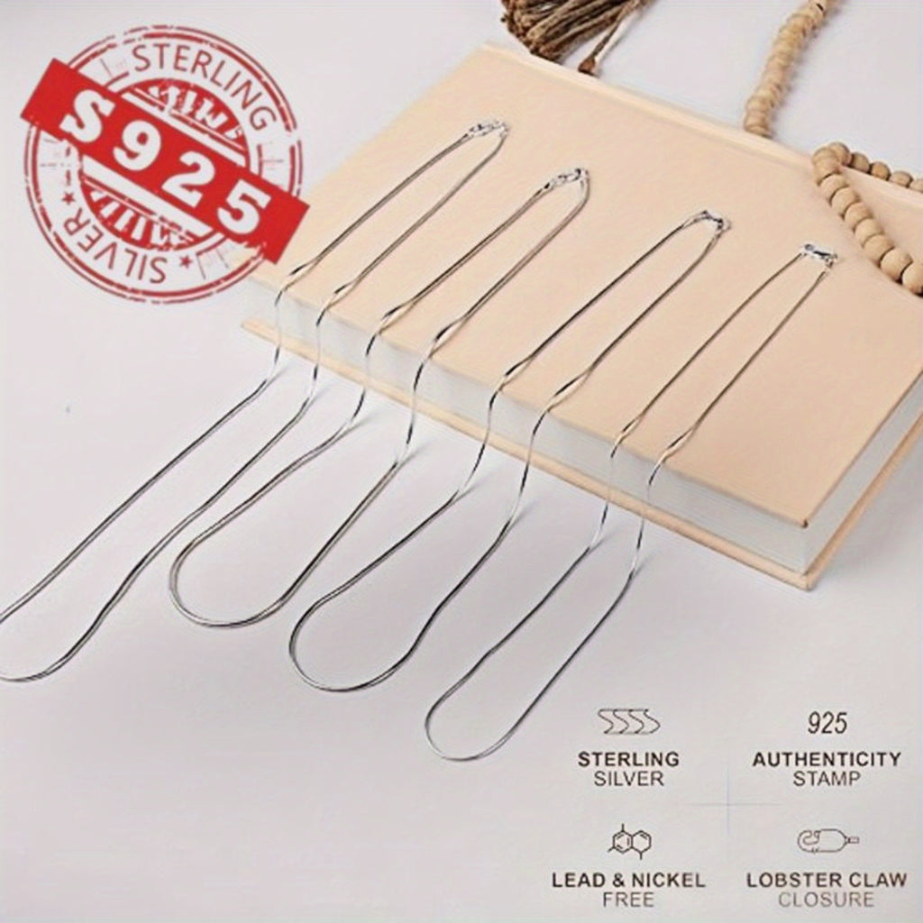 925 Sterling Silver Snake Bone Necklace, Hip-Hop Korean Style, Non-Plated Solid Chain for Parties and Music Festivals, Women'S Minimalist Jewelry Gift - 5pcs Set