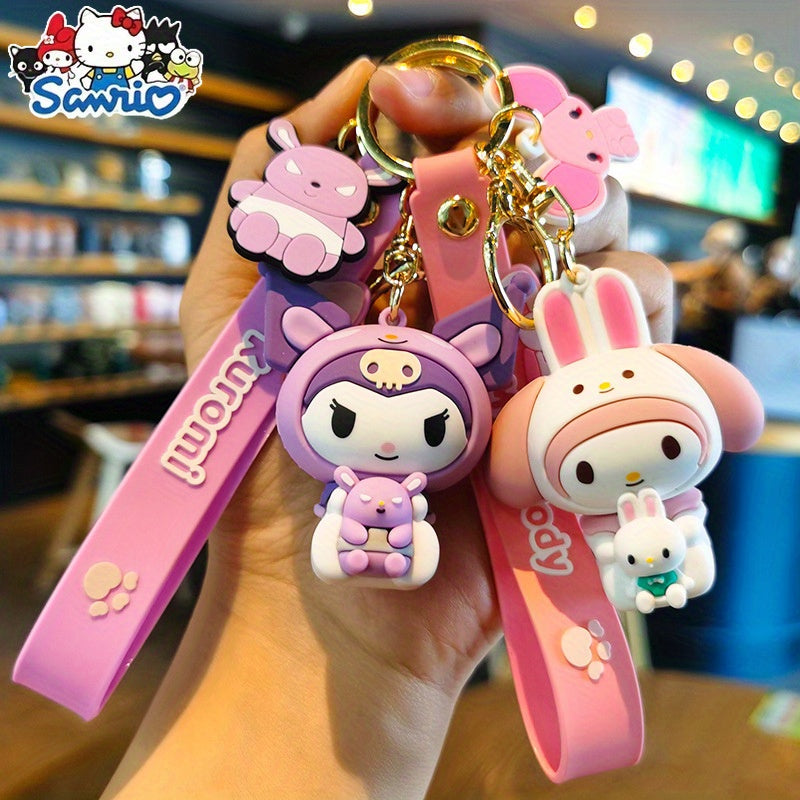 7pcs Cute Cartoon Keychains From Sanrio, Suitable For Bag And Car Key Decoration Gifts, Lucky Pendant For The First Day Of School, Decorative Sanrio Accessories, Halloween, Christmas Gifts