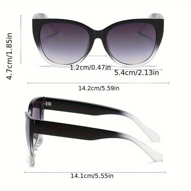 Summer Must Haves, Stylish Retro Cat Eye Oversized Gradient Fashion Glasses for Men and Women, Perfect for Beach, Vacation, Travel, and Cruise, Trendy Fashion Accessories