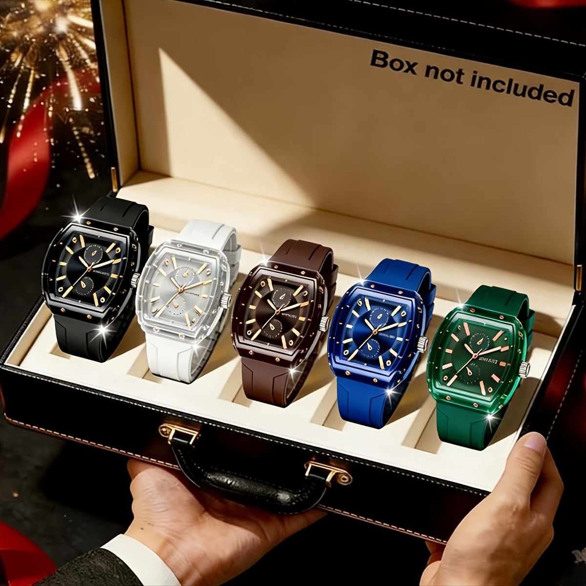 Set of 5 Fashion Men's Quartz Watches | Casual, Sports, Minimalist Style with Alloy Case and Silica Gel Strap Watches for Men, Non-rechargeable Button Battery Suitable for Daily Wear Ideal Choice for Gifts Wrist Watch Reloj Para Hombre.