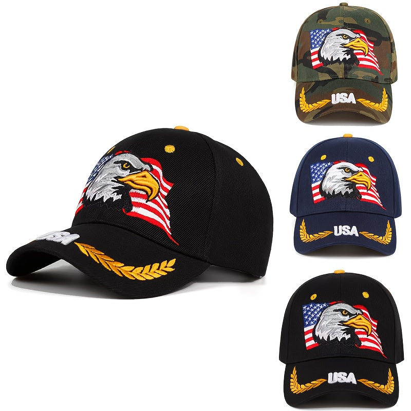 Eagle Embroidery Activity Cap, Wheat Letters Street Fashion Casual Baseball Cap, Windproof Sunscreen Outdoor Visor, Truck Driver Hat