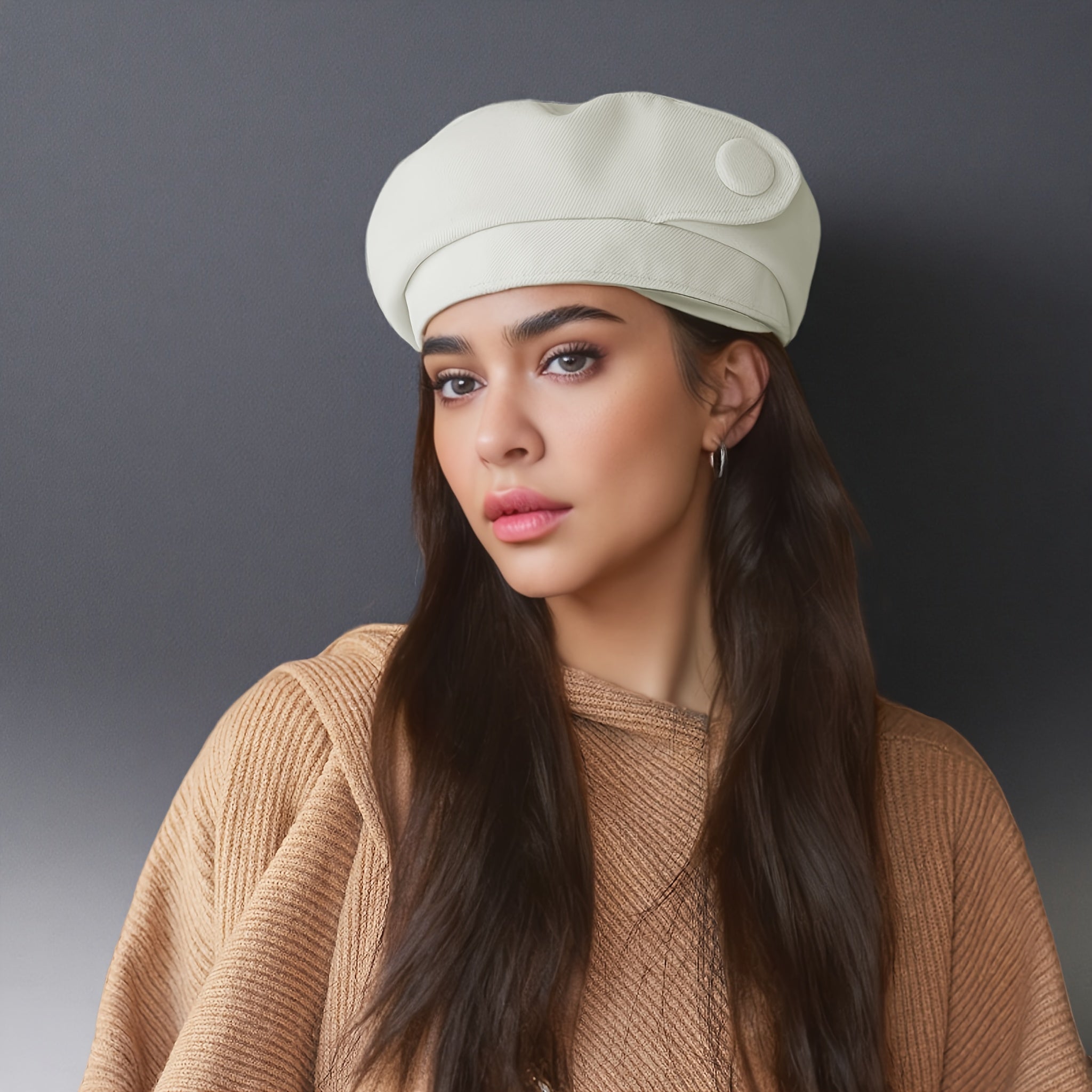 Sweet Cool Hot Denim Beret Female Niche Design Large Head Circumference Octagonal Hat Face Small Beret Hat