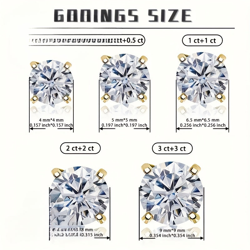 Elegant Moissanite Earrings For, Women, Men, 0.5/1/2Ct D Color VVS1 Clarity Brilliant Round Cut Moissanite, with S925 Sterling Silver 1.0/1.2/1.8G, Hand-Made Top-Tier Quality, Ideal Gifts for Wedding, Birthday, Mother, Daughter