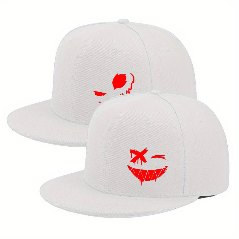 2pcs Neutral Flat Edged Baseball Cap, Casual Street Style Breathable Flat Brimmed Cap, Comfortable Four Season Adjustable Street Dance Cap