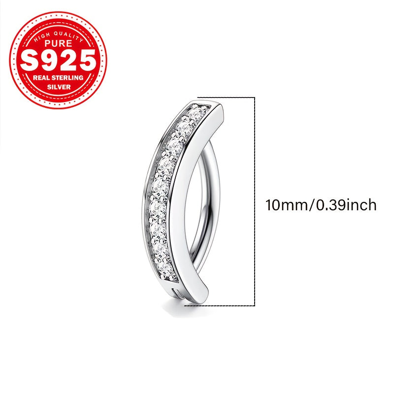 One Women's Navel Piercing Lip Ring, S925 Silver, Inlaid with Synthetic Synthetic Zirconia, Colorful Sparkling and Elegant, Suitable for Matching with Clothes and Wearing at Banquets, Suitable as a Gift for Women
