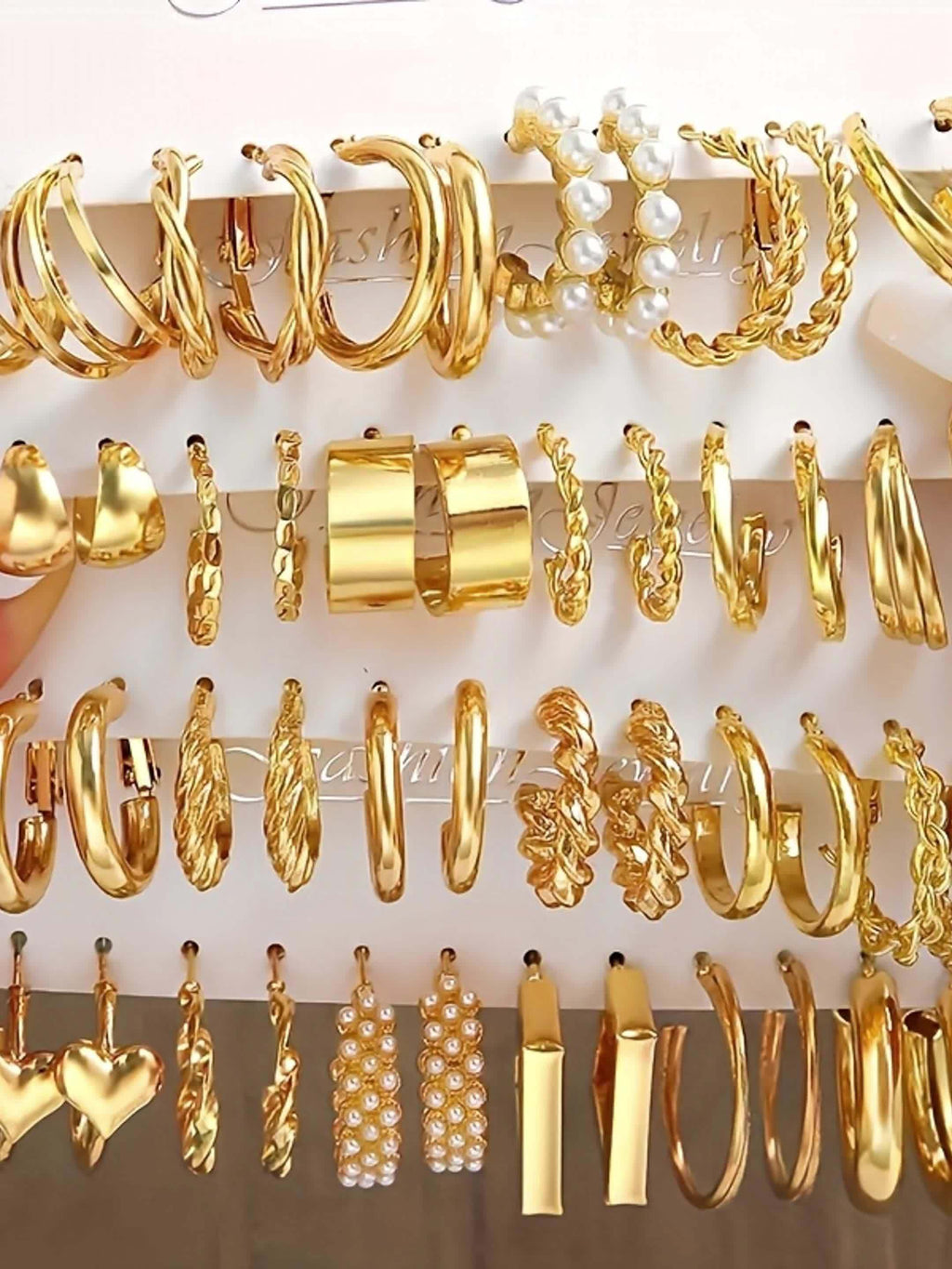 48pcs Summer Simple Imitation Pearl Love Fried Dough Twists Earring Set For Women'S Holiday Date Anniversary Gift Daily Collocation