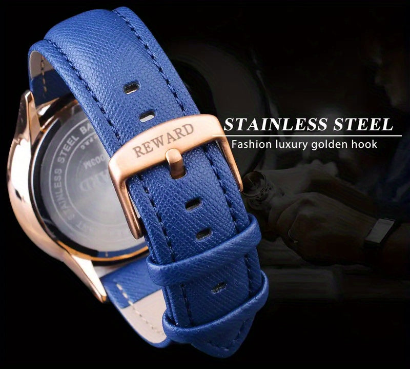 [1pc Men's Watch] 1pc Men's Black Golden Quart Watch | PU Leather Strap, with Gift Box