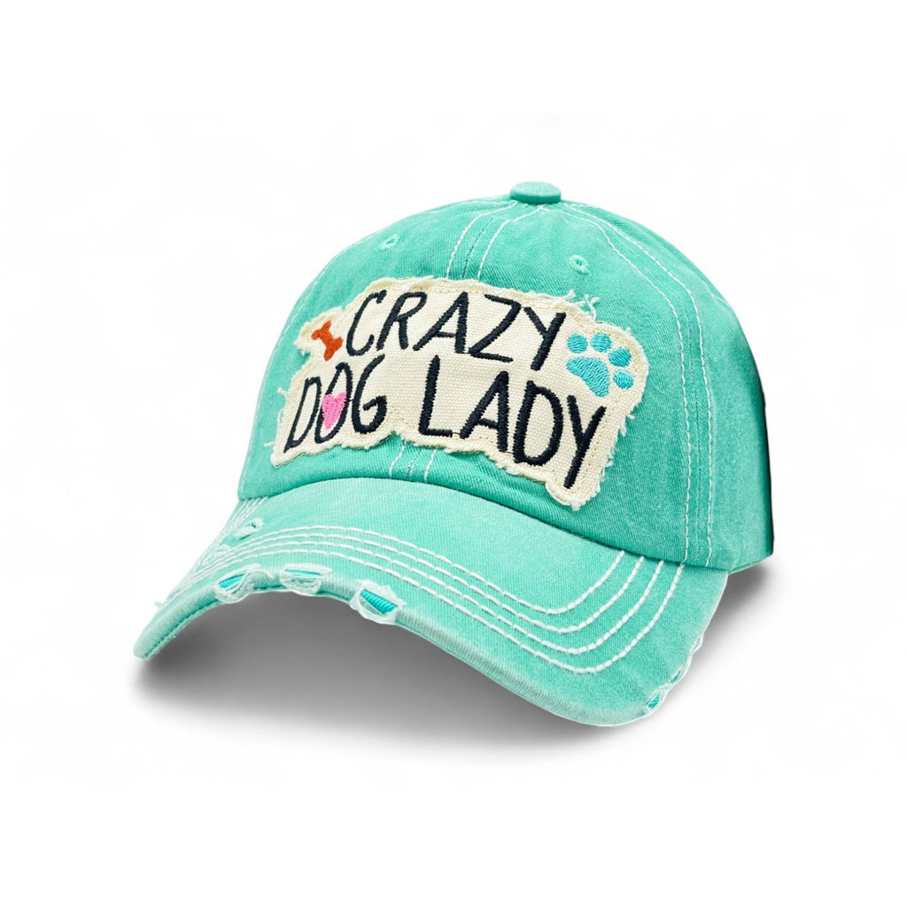 "Crazy Dog Lady" Vintage Distressed Embroidered Baseball Cap For American - 100% Cotton, Breathable, Casual, Adjustable, UV Protection