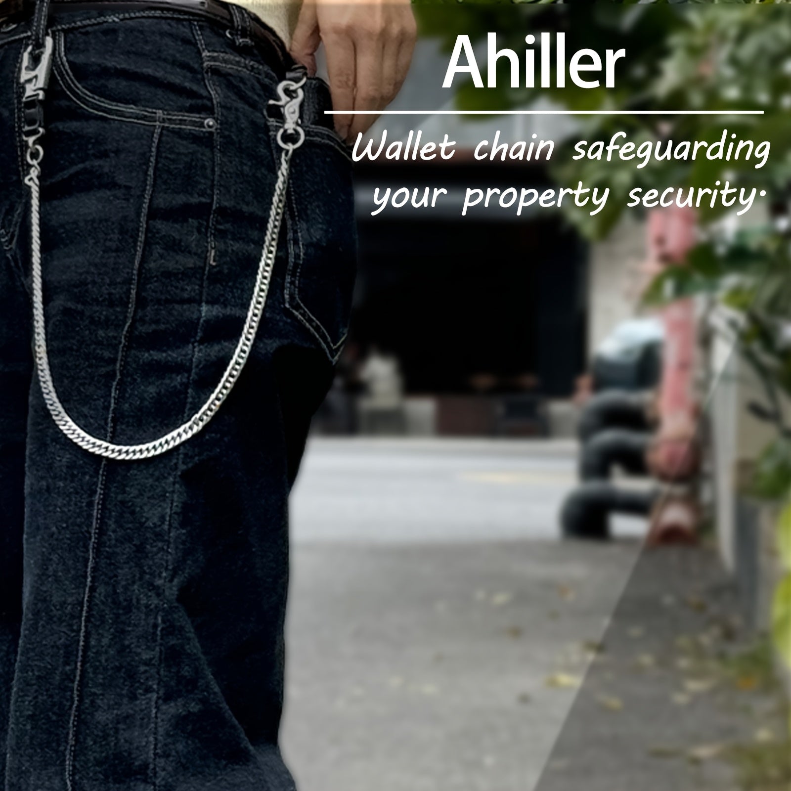 Ahiller Business Style Wallet Chain, Hip Hop Style Keychain - Dual Lock Security Design, Outdoor Camping, Traveling Accessory for Motorcycle/Daily Use with Scratch Resistant Coating, Men's EDC Carrying Gear Chain, Perfect Gift for Boyfriends And Dads, Dai