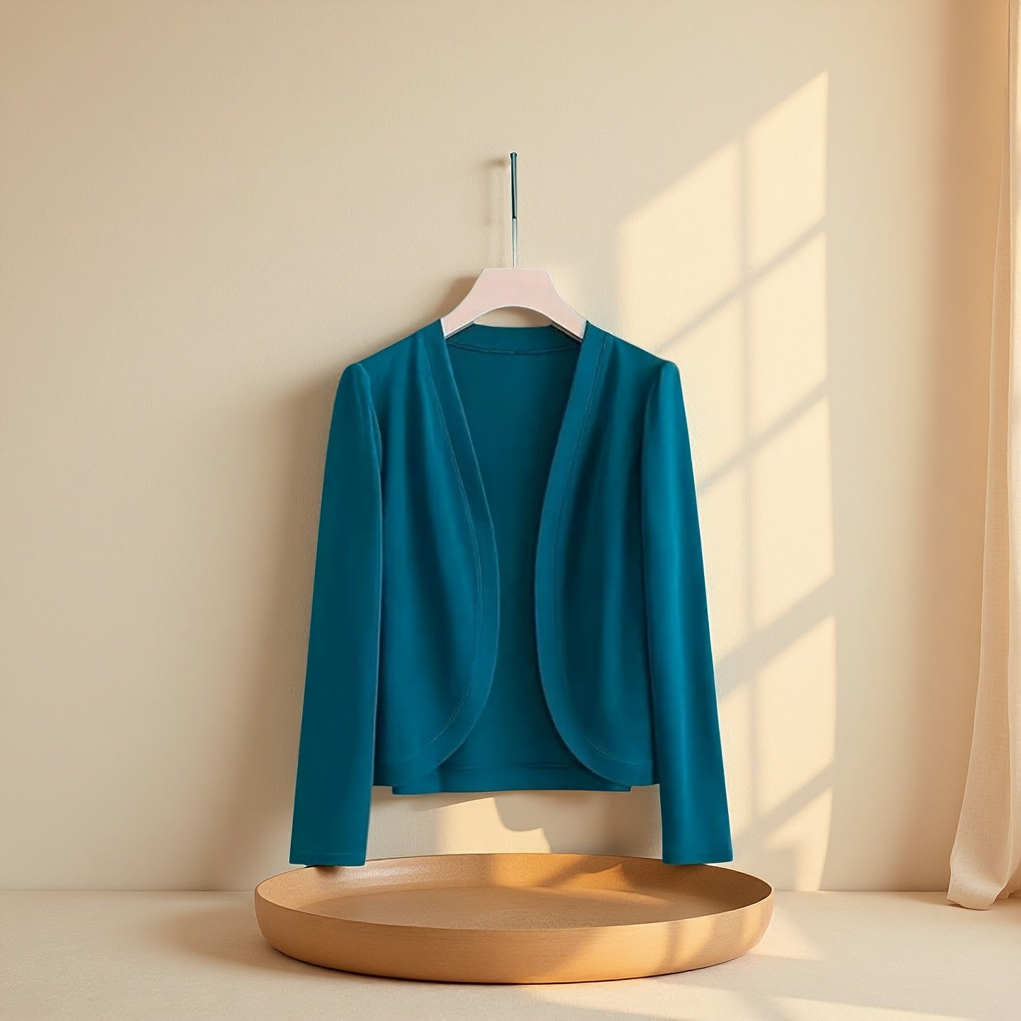 1pc/Classic Elegant Solid Color Long-Sleeve Cardigan, Front-Opening Shawl, Comfortable And Breathable, Windproof And Sun-Resistant, Perfectly Showing The Mature Style of Women