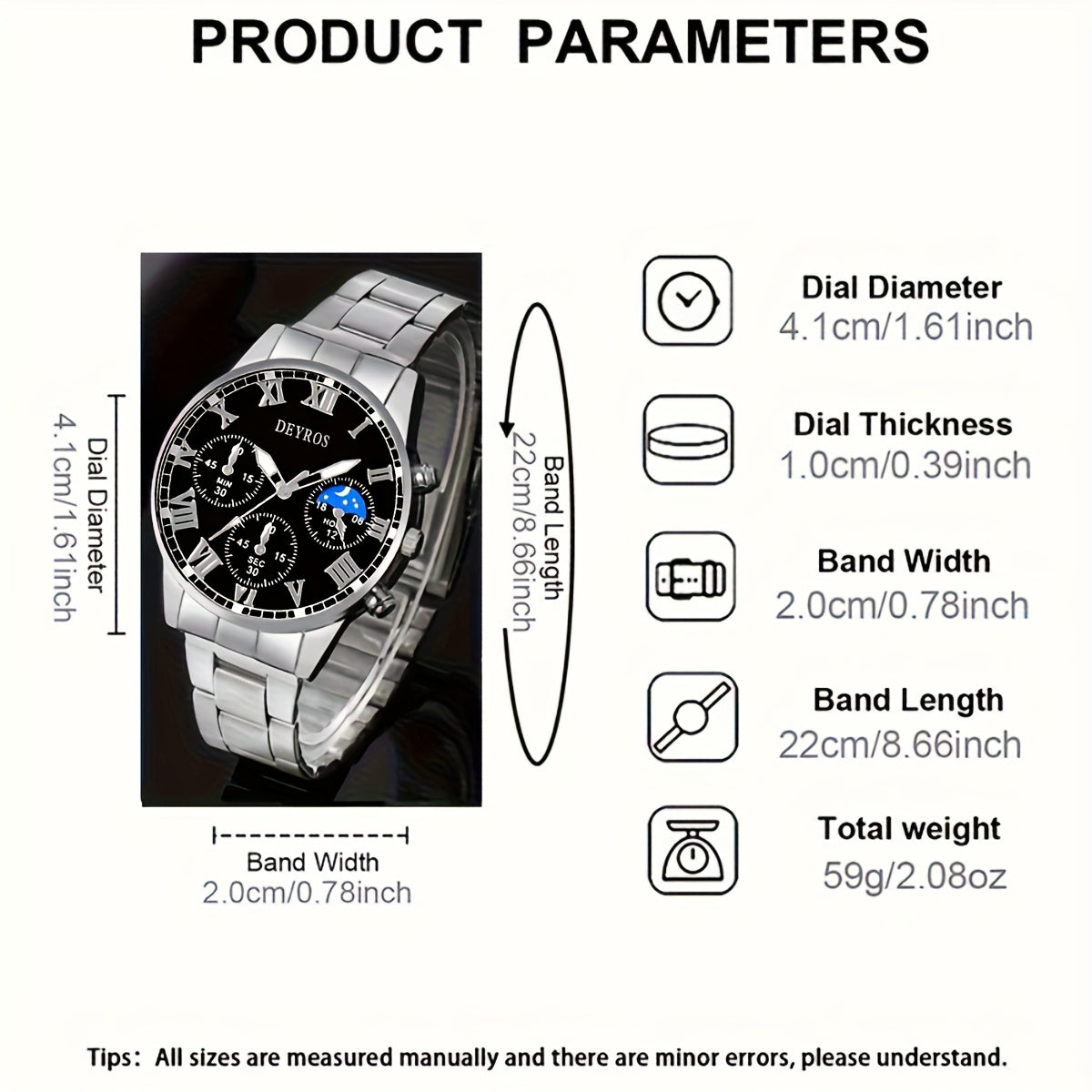 Set of 3 Men'S Stainless Steel Timepieces - Business Chronograph Quartz Watch with Coordinating Necklace And Bracelet, Analog World Time Function, Perfect for Professional And Formal Events, Great Gift Idea