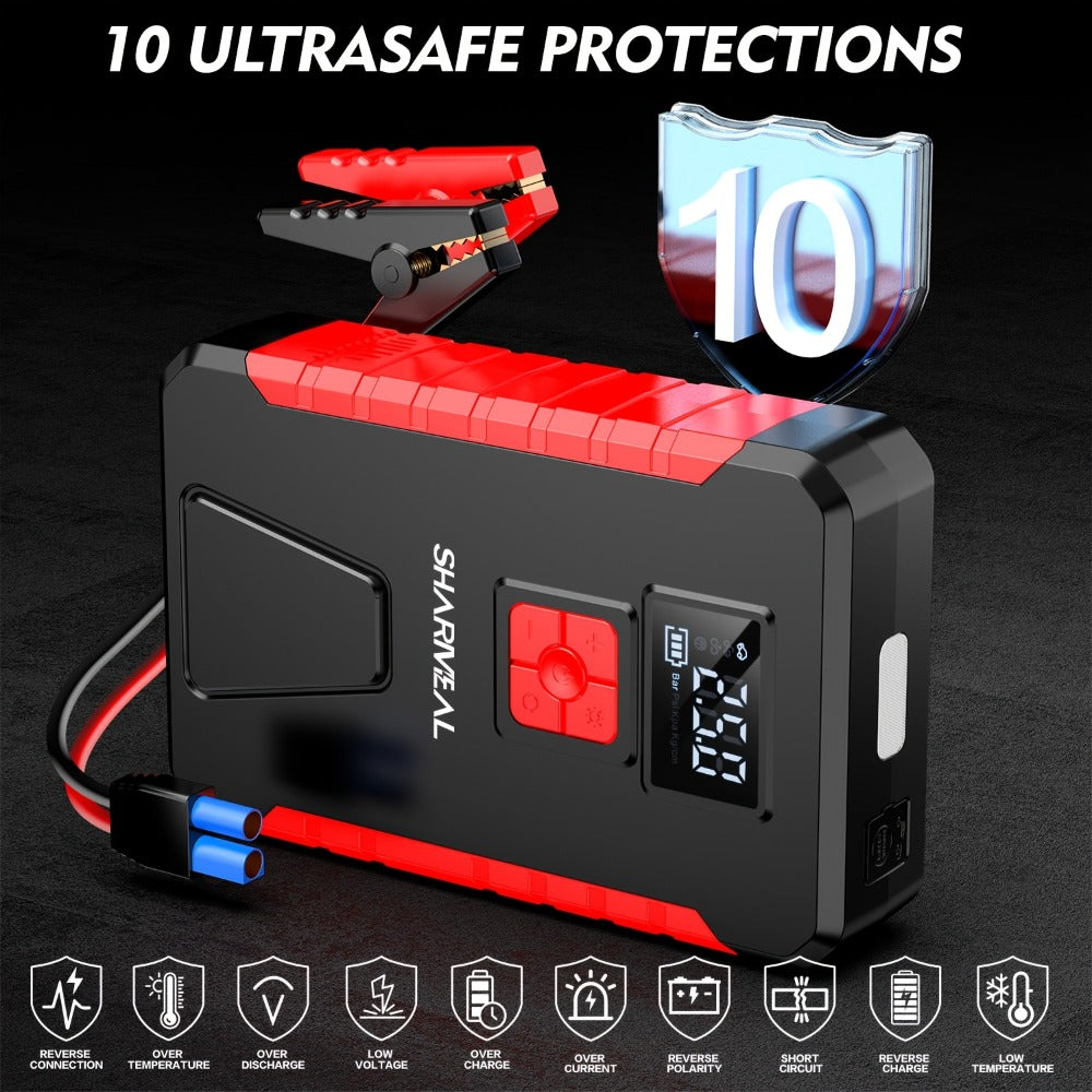 [Portable Jump Starter] 15000A-19000A Peak 350PSI 12V 17-in-1 Portable Jump Starter with Air Compressor Jump Starter, Car Battery Charger, Car Jump Starter with Air Compressor, Jump Starter Para, Car Accessories Tools, LED Light, Battery Charger, Cart Bat
