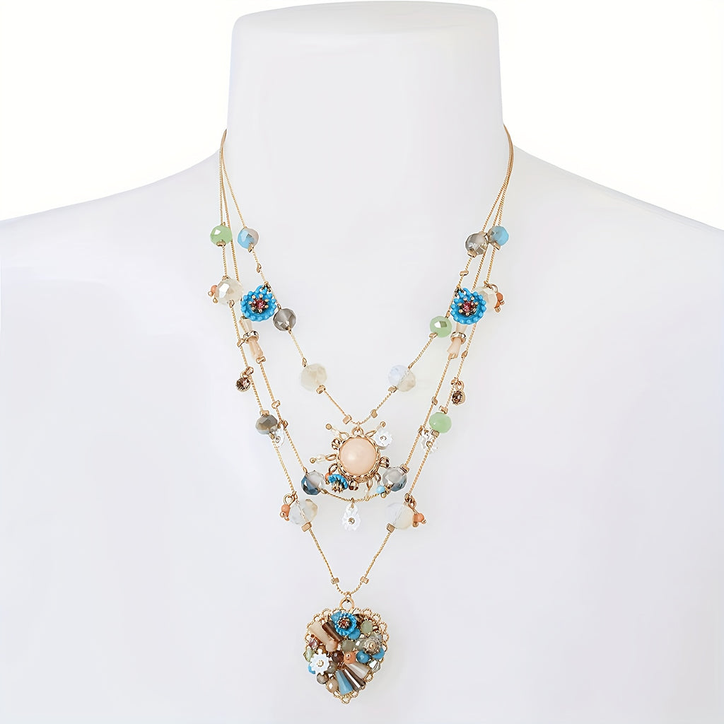 925 Sterling Silver, Pure Handmade Multi-layer Love Beaded Necklace, Accessories, Jewelry For Women, Teen Trendy Stuff, Suitable For Halloween Christmas Gifts, Free Gift Box