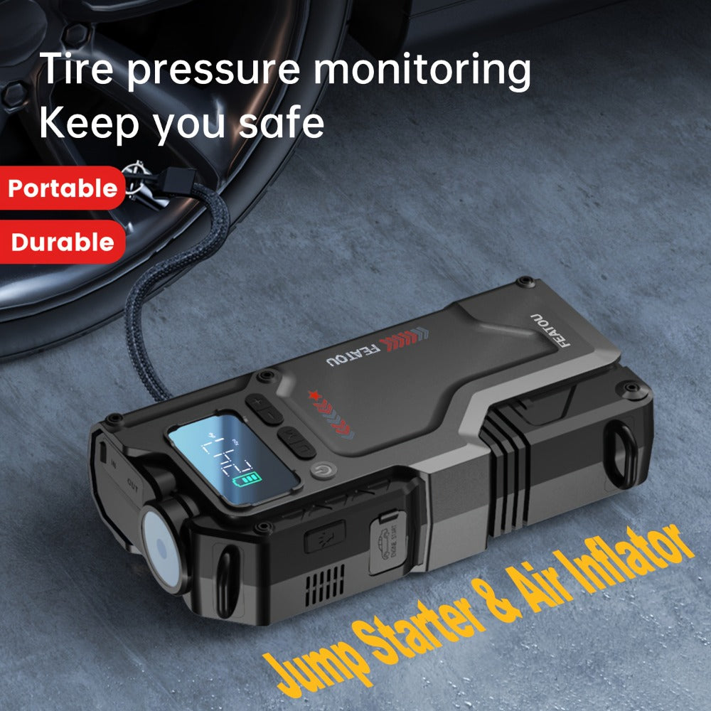 Jump Starter with Air Compressor, Portable Car Jump Starter, 5000A&7000APeak, Jump Starter Battery Pack With150PSI Digital Tire Inflator, Car Battery Jump Starter for 10.L Gas Or 2.38gal Diesel Fast Charging USB Output, LED Emergency Lighting