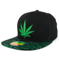 Rasta MJ Leaf 3D Embroidered Flat Bill Snapback Cap