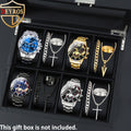16pcs/ Set, Watches for Men, 4pcs Fashion Mens Watches Multi Color Combination Quartz Men Watches Sets Analog Wrist Watch Sets & 12pcs Mens Fashion Bracelet+Necklace+Ring Jewelry Set - Christmas, Halloween Gift, Reloj Para Hombre