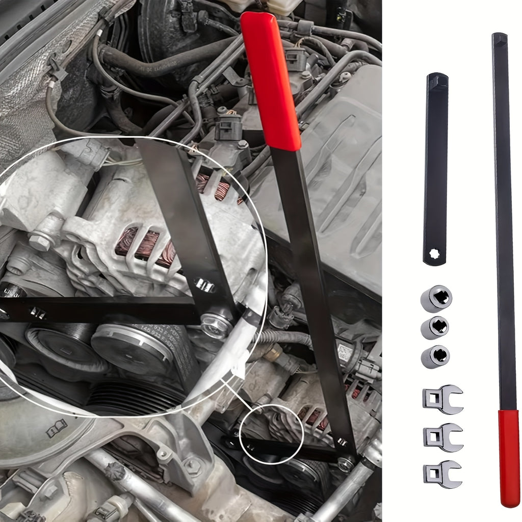 8pcs Professional Automotive Serpentine Belt Tool Set, Universal 3/8" 1/2" Drive Serpentine Belt Adjust Tightener Wrench Tool Set, Idler Pulley Adjuster Wrench, Easy To Install, Automotive Belt Removal And Installation Kit For Car Engine Repair
