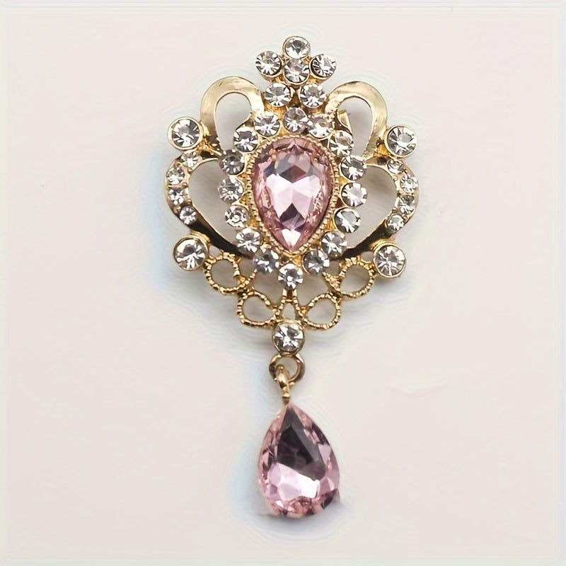 10pcs Droplet Shaped Rhinestone Detachable Brooch Retro Jewelry Additions