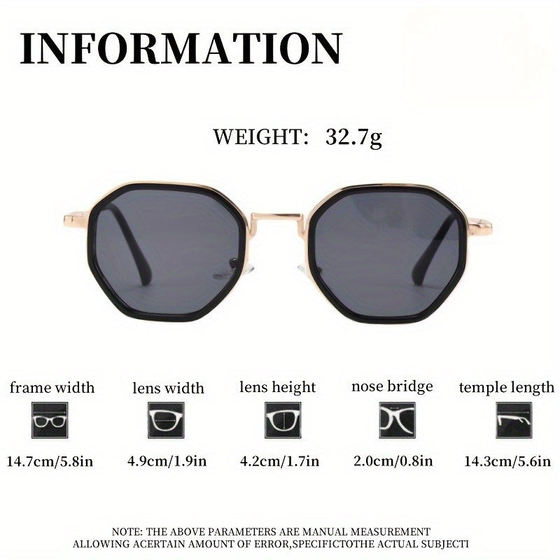 Trendy Unisex Sunglasses Polygonal Frame Lightweight & Durable Comes with Case & Cleaning Cloth for Casual Formal Wear High Quality Lens Stylish Design