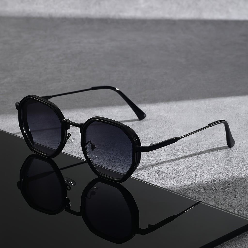 Trendy Unisex Sunglasses Polygonal Frame Lightweight & Durable Comes with Case & Cleaning Cloth for Casual Formal Wear High Quality Lens Stylish Design