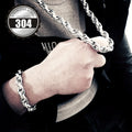304 Stainless Steel 2pcs bracelet+necklace, Men's retro fashion hip-hop jewelry set as a gift for him